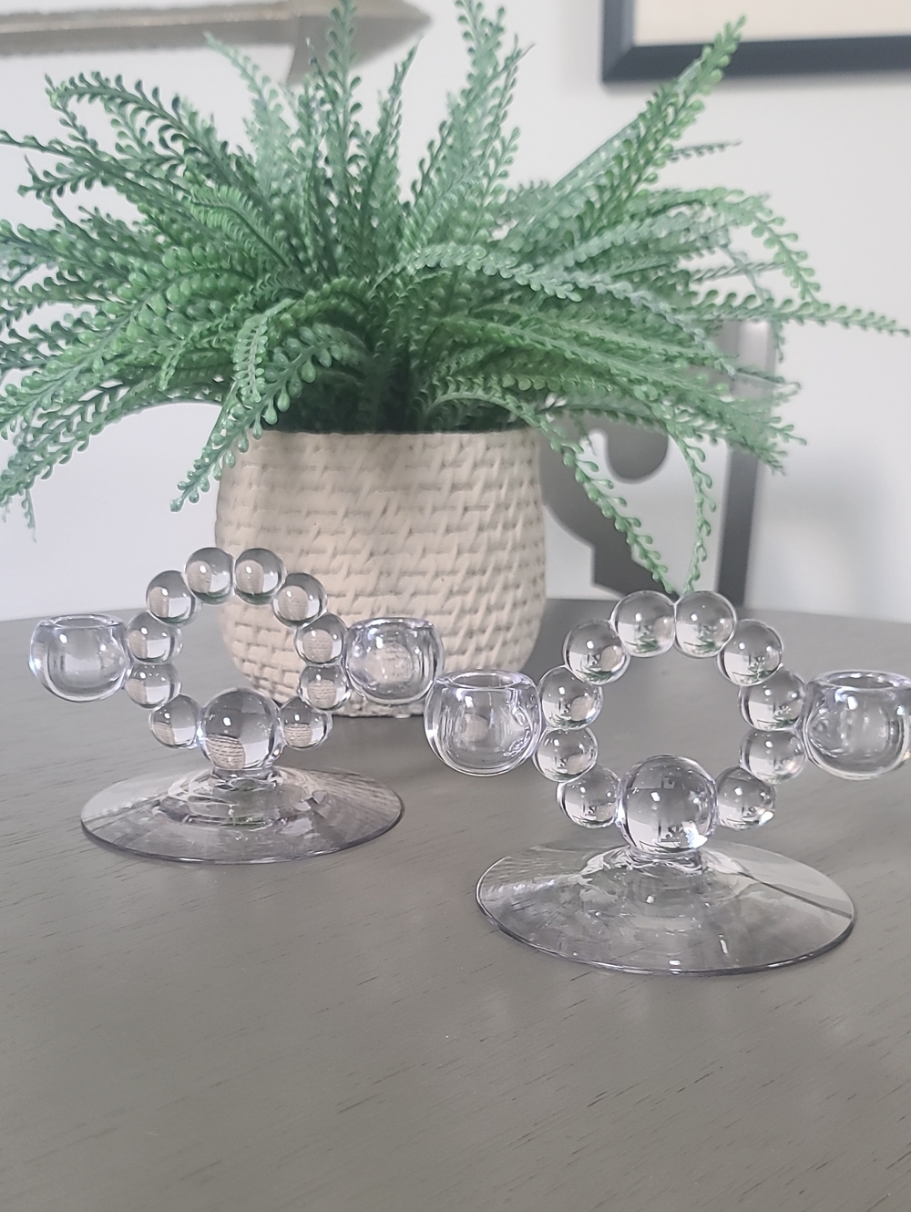 Vintage Imperial Glass Candlewick double tapered candle Holders Set Of 2